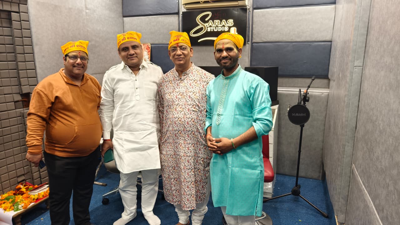 The Saral Music Studio team inside the studio